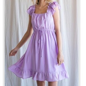 Boutique Lilac Gorgeous Ruffle Dress by JODIFL Size Large NWT NEW